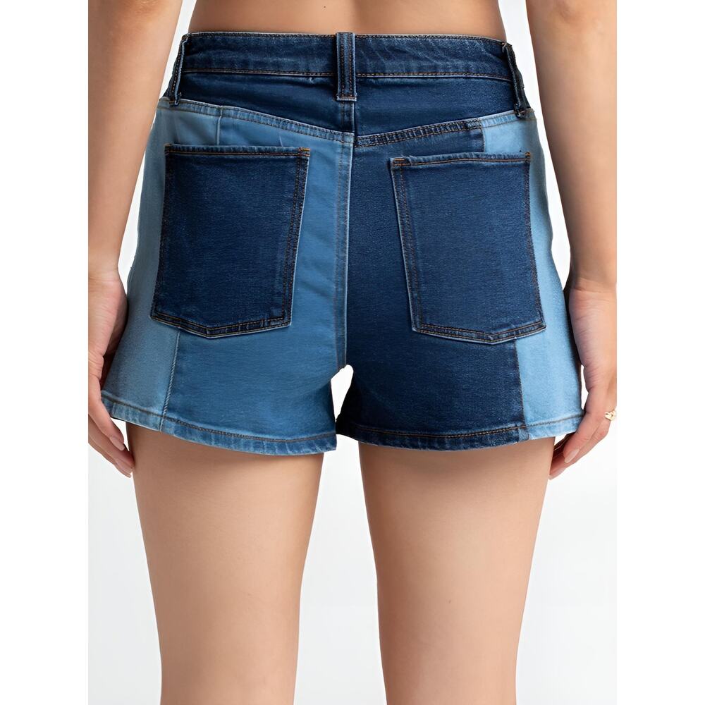 RSQ Pieced Patchwork High Rise Button-Fly Denim Shorts S EUC - Picture 9 of 9